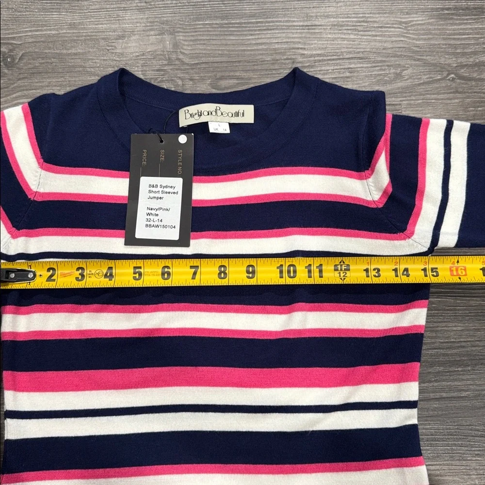 NWT Retro Bright and Beautiful Striped Sweater Size UK 14 US 10 *Runs Small NEW - Picture 4 of 6